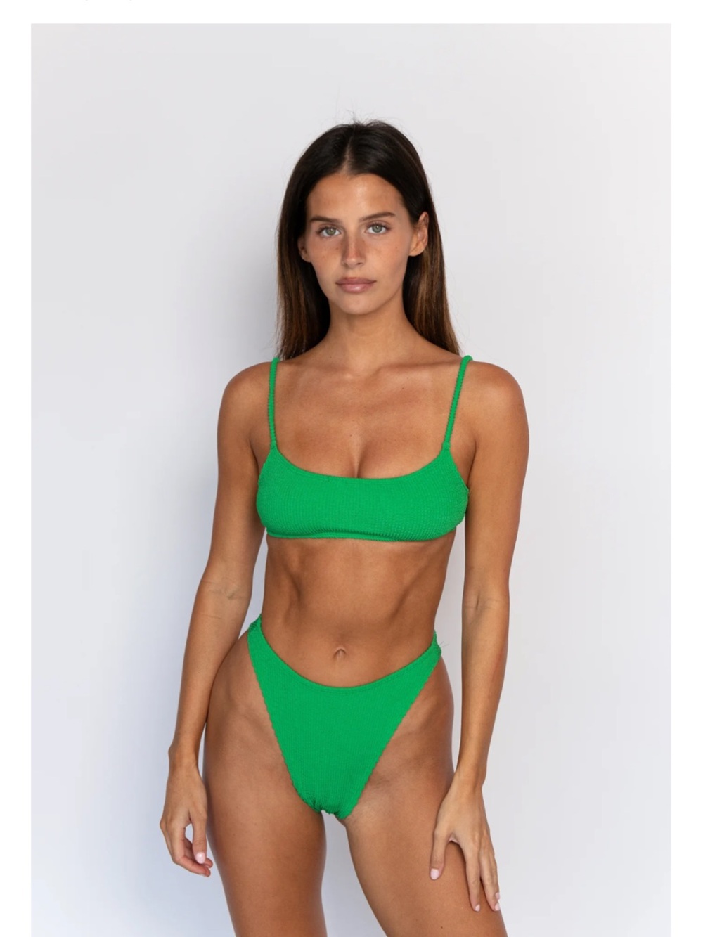 Skatie Crinkle Bikini Set in key lime in size Medium